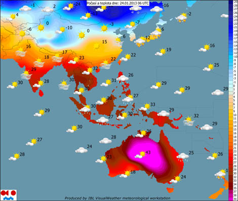 Lednové teploty v Austrálii