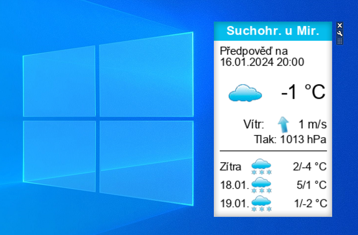 Widget Slunecno.cz na plochu Windows